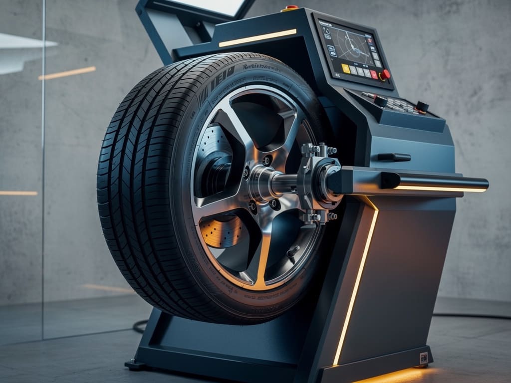 Macchina per equilibratura elettronica delle ruote